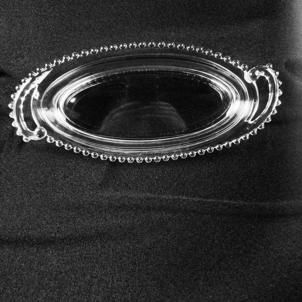 Imperial Candlewick Large Oval Celery Dish Handled Beaded Edge Glass Tray 13.5in